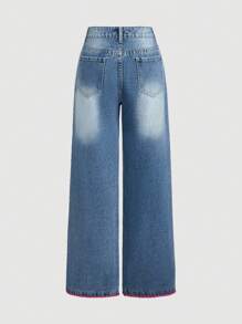 SHEIN MOD Jeans rectos de pierna con acabado lavado para mujer