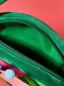 CoComelon X SHEIN Túi đeo chéo màu xanh lá cây bằng vải nhung hình dưa hấu hoạt hình dễ thương, phù hợp cho học sinh và trẻ em, có dây đeo vai có thể điều chỉnh - Nhiều màu - Xem 4