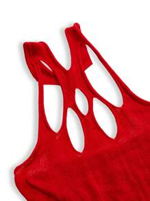 SpicyHot 镂空高弹性感睡裙娃娃装搭配过膝袜，性感女士性感睡裙娃娃装新娘外出内衣 - 酒紅色 - 查看 8