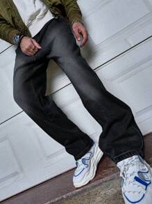 Manfinity Homme Jeans rectos casuales de hombre, con bolsillos, versátiles
