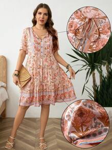 SHEIN LUNE 大码花卉印花休闲背心裙 - 彩色 - 查看 6