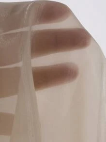 DAZY Áo cánh cổ lọ màu trơn trang trí ngọc trai giả cho nữ, quần áo mùa thu, áo dài tay - Màu be - Xem 7