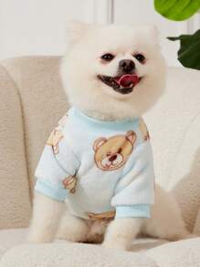 1 bộ quần áo cho thú cưng bằng vải flannel, họa tiết gấu xanh, giữ ấm. - Nhiều màu - Xem 3