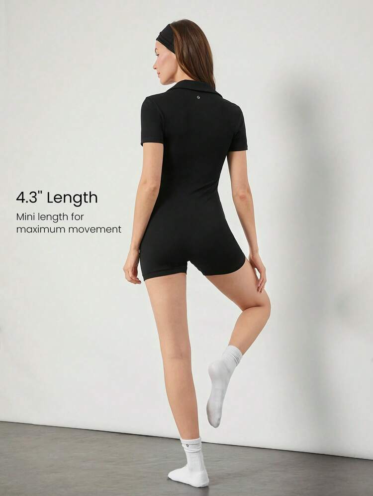 4,3-calowy kombinezon SoftSerene Modal Ribbed Button Front Active Romper Low Impact Codzienna joga Casual Wyjmowane miseczki