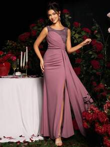 Coutiva Vestido de fiesta elegante con lentejuelas y recortes, vestido de noche estilizador, vestido de invitada de boda, vestido formal