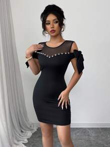 Chiquease Women's Off Shoulder Mini Dress, Casual Chic For Daily Wear - Black - View 5