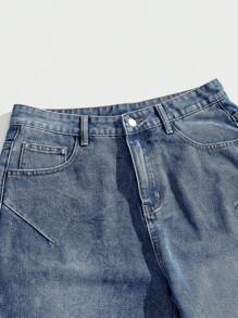 Forever 21 Quần Jeans Baggy Viền Rộng Cho Nam Màu Đen Đơn Giản Thời Trang Thường Ngày - Xanh đậm - Xem 4