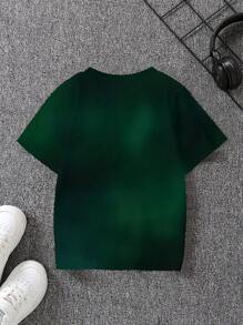 Young Boy 3D Dinosaur Graphic Short Sleeve Round Neck T-Shirt - Green - View 2