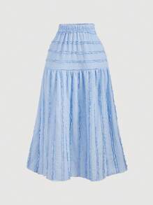 SHEIN MOD 女士蓝色优雅荷叶边吊带背心和裙子 2 件套，女士度假装，女士夏季装，女士西装，乡村装，度假两件套 - 藍色 - 查看 4