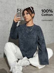 Muchica 女士日常穿着扎染落肩 T 恤 - 彩色 - 查看 1