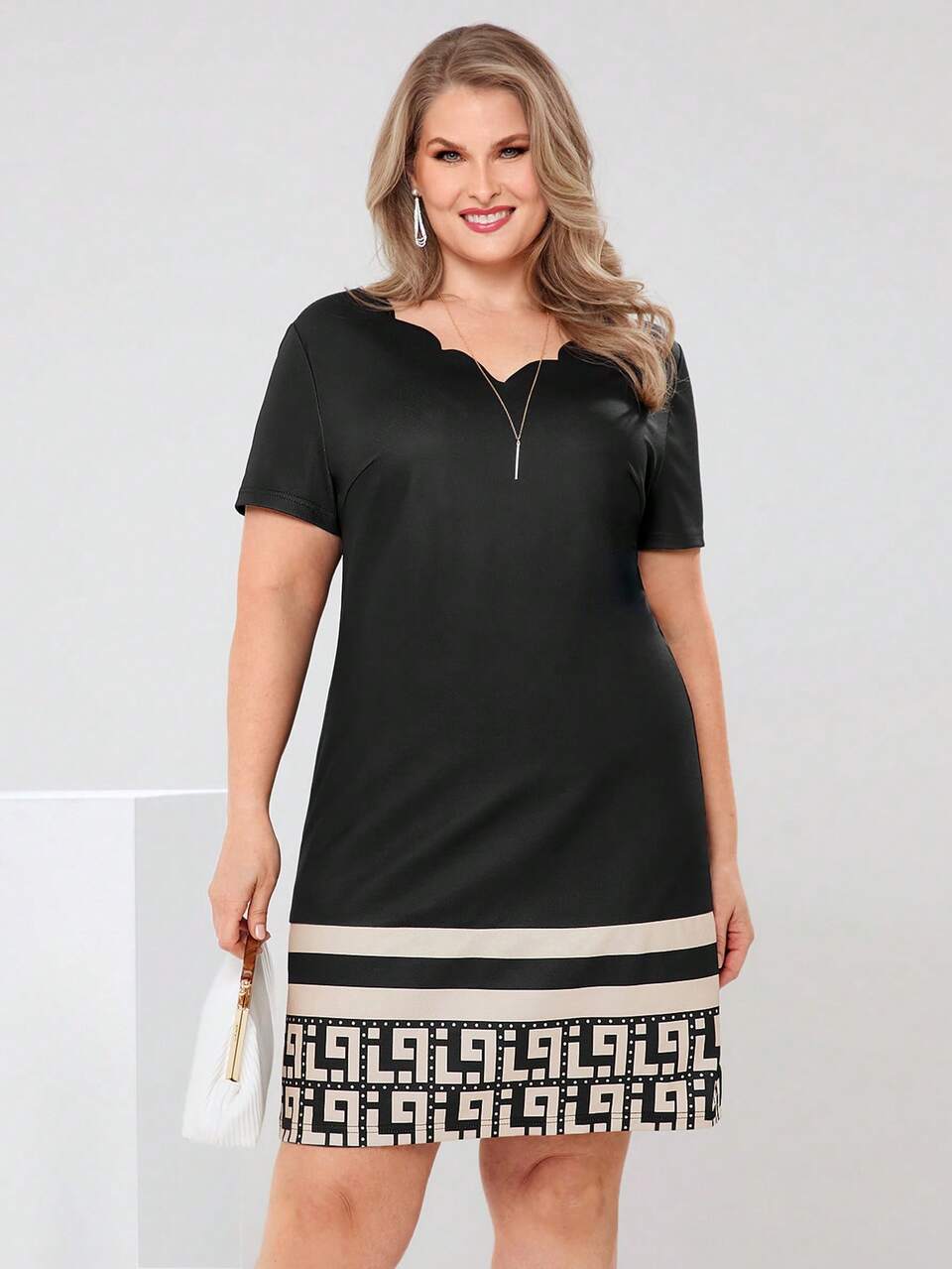 Plus Size Casual Minimalist & Fashion Dress For Daily Wear Spring Outfits For Women Bridal Shower Dress White Elegant