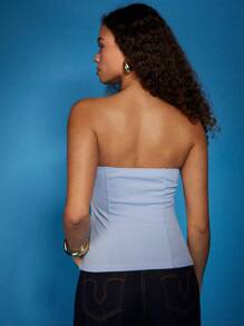 SHEIN X ELOISA & ORSON COSMINA Top casual para oficina para mujeres, conjunto de estilo empresarial casual similar al de bloggers, estilo "viejo dinero", atuendos de verano para mujeres, escotado azul