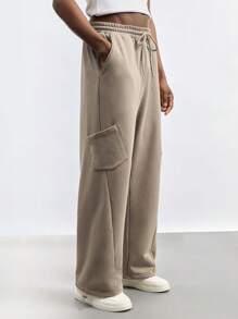 Maija Quần nỉ nam màu trơn có dây rút ở eo, túi bên hông, dáng rộng thoải mái - Màu Khaki - Xem 4
