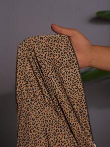 SHEIN CURVE+ Plus Size Round Neck Ruffle Hem Leopard Print Fashion Casual Dress Boho Vacation - Brown - View 7