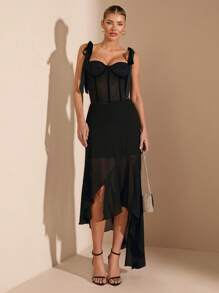SHEIN BAE Brassière sexy noire sans dos à bretelles réglables pour femmes, pour le printemps/l'été