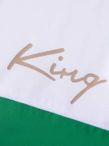 2 Pcs/Set Boys' Color Block Crew Neck Long Sleeve Sweatshirt And Trousers