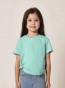 SUMWON 女孩蝴蝶标志 T 恤夏季系列，侧结细节休闲短袖上衣，非常适合学校郊游玩耍，3 件套套装