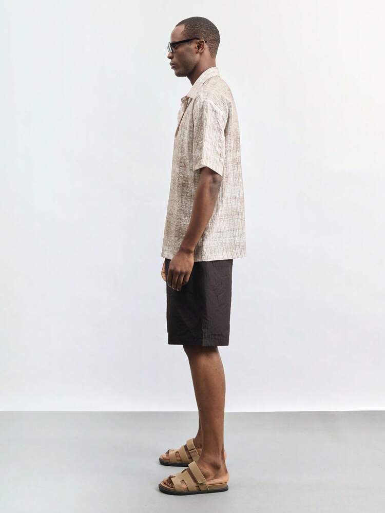 SHEIN Maija Men's Casual Retro Distressed Short Sleeve Shirt, Summer