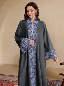Al Najma Women's Solid Color Loose Arabic Style Robe, Casual Everyday Wear, Abayas,Modest - Dark Grey - View 7