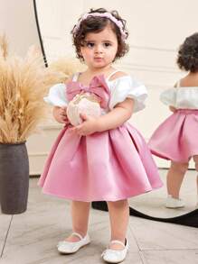 SHEIN 1 Set Baby Mädchen Sommer süß & elegant Schmetterling Farbblockdesign Camisole Top und elastischer Taillenbund Mini Rock