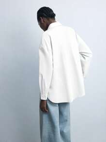 Maija New 2025 Autumn Urban Chic Elegant Holiday Party Vintage Daily Casual Women's Chestnut Rhinestone Embellishment Shirt, Suitable For Casual, Romantic Vacation, Outings, Gatherings, Weddings, Guests, Old Money Style, Valentine's Day, Music Festivals, Graduation, Business Casual - White - View 6