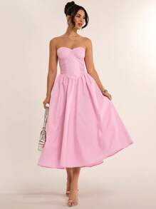 SHEIN BAE Vestido de tubo sexy de color rosa temprano de verano, vestido de corset de manga larga y tutú elegante y simple, vestido de mujer simple, vestido de San Valentín, vestido de fiesta, vestido de cita romántica, vestido de dama de honor, vestido de graduación, vestido de uso diario, vestido de cumpleaños, vestido de vacaciones, elegante, ropa de playa para mujer / vestido de invitada de boda, vestido de graduación / atuendo de graduación, atuendo de brunch para mujeres, atuendo de concierto para mujeres / atuendo de festival / atuendo de concierto de country / atuendo de Ibiza / atuendo de Nashville, vacaciones, vacaciones, modesto, ropa de mujer para vacaciones tropicales, gyaru, verano / atuendos de verano / ropa de verano, atuendos de primavera para mujeres, vestido de cita nocturna, vestido corto de dama de honor, elegante vestido negro, primavera/verano, vestido de sol - Rosa - Ver 1