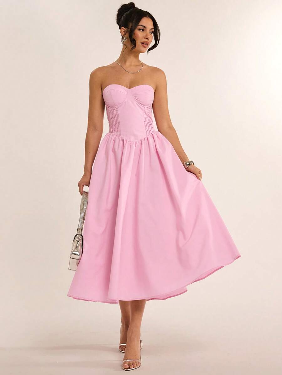 SHEIN BAE Vestido de tubo sexy de color rosa temprano de verano, vestido de corset de manga larga y tutú elegante y simple, vestido de mujer simple, vestido de San Valentín, vestido de fiesta, vestido de cita romántica, vestido de dama de honor, vestido de graduación, vestido de uso diario, vestido de cumpleaños, vestido de vacaciones, elegante, ropa de playa para mujer / vestido de invitada de boda, vestido de graduación / atuendo de graduación, atuendo de brunch para mujeres, atuendo de concierto para mujeres / atuendo de festival / atuendo de concierto de country / atuendo de Ibiza / atuendo de Nashville, vacaciones, vacaciones, modesto, ropa de mujer para vacaciones tropicales, gyaru, verano / atuendos de verano / ropa de verano, atuendos de primavera para mujeres, vestido de cita nocturna, vestido corto de dama de honor, elegante vestido negro, primavera/verano, vestido de sol - Rosa - Ver 1