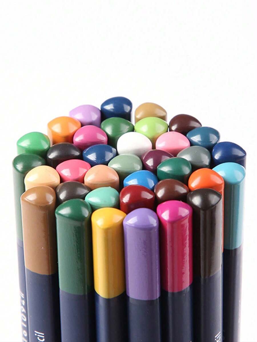 1pc Tin Box Watercolor Pencils Set 12/24/36/48 Colors, Thick Triangle Wood-Cased Colored Pencils For Drawing Painting Back To School - Multicolor - View 1