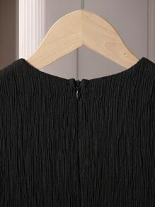 Young Girls' Casual Simple Style Short Sleeve Dress, Daily Wear