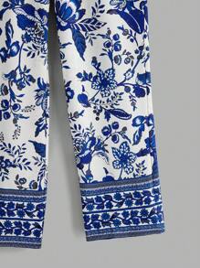 Manfinity VCAY Men Woven Casual Loose Fit Elastic Waist Straight Leg Pants, Fall - Blue - View 4