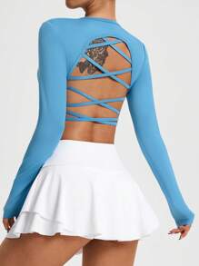 Slayform Casual Long Sleeve Sports T-Shirt, Minimalist Fashion For Everyday Wear - Blue - View 2