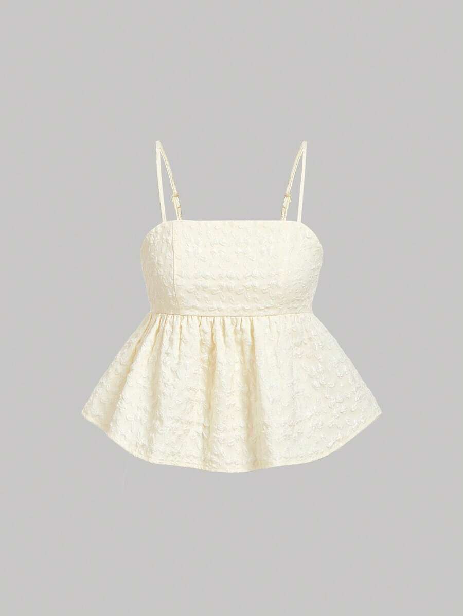 SHEIN MOD Women's Summer Casual Solid Color Textured Waist Camisole - Apricot - View 1