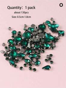 1 Pack Of 130pcs Mixed Shape Sewing Glass Rhinestones With Metal Claws, Suitable For Jewelry, Clothes, Garments, Shoes, Dresses, Apparels (Silver Base) - Multicolor - View 10