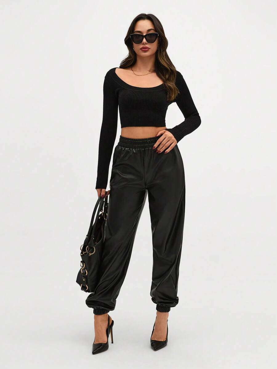 CLARA VERO Leather Winter Hot Touch Comfy Jogger - Black - View 1