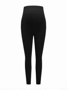 Modmama Set de leggings de maternidad ajustables de punto con estampado negro y de leopardo