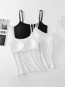 SHEIN LUNE 3 件套防闪烁吊带背心，内置衬垫，舒适