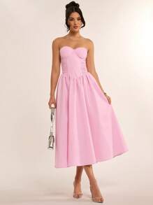 SHEIN BAE Vestido de tubo sexy de color rosa temprano de verano, vestido de corset de manga larga y tutú elegante y simple, vestido de mujer simple, vestido de San Valentín, vestido de fiesta, vestido de cita romántica, vestido de dama de honor, vestido de graduación, vestido de uso diario, vestido de cumpleaños, vestido de vacaciones, elegante, ropa de playa para mujer / vestido de invitada de boda, vestido de graduación / atuendo de graduación, atuendo de brunch para mujeres, atuendo de concierto para mujeres / atuendo de festival / atuendo de concierto de country / atuendo de Ibiza / atuendo de Nashville, vacaciones, vacaciones, modesto, ropa de mujer para vacaciones tropicales, gyaru, verano / atuendos de verano / ropa de verano, atuendos de primavera para mujeres, vestido de cita nocturna, vestido corto de dama de honor, elegante vestido negro, primavera/verano, vestido de sol - Rosa - Ver 5