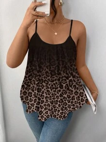 SHEIN Frenchy Plus Size Women Casual Elegant Leopard Print Patchwork Camisole, odpowiednia na lato