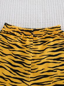 Cozy Pixies 2pcs Baby Boy Cartoon Animal Print Soft Knit Crew Neck Short Sleeve Top & Elastic Waist Shorts Set