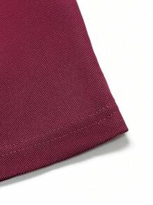 Manfinity Homme Men's Geometric Print Short Sleeve Casual Commuter Polo Shirt Polo Shirts For Men Collar Polos For Men Golf Shirt Men Polo Shirts Polo T Shirt Men - Burgundy - View 6