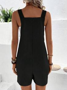 EMERY ROSE 1pc Women's Solid Color Simple Stylish Sleeveless Jumpsuit, Suitable For Summer - Black - View 2