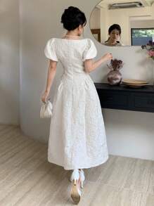 DAZY Đầm ngắn xòe bồng bềnh cho nữ, kiểu dáng tối giản và thời trang, phù hợp cho mùa hè, đầm maxi thanh lịch. - Màu be - Xem 3