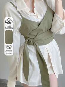 DAZY Women's Summer Solid Color Wrap Cami Tank Top For Layering - Green - View 1