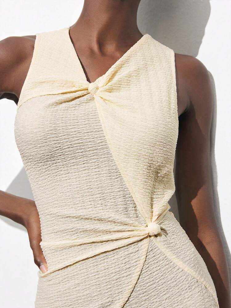 SHEIN Maija New Spring And Summer White Sexy Structure Waist Urban Vacation Modern Elegant Romantic Ladies Mid-Length Dress Suitable For Going Out Holiday Party Music Festival Old Money Style