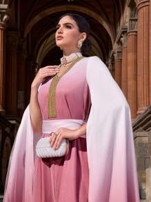 Al Najma Robe abaya à capuche élégante dégradée pour femme