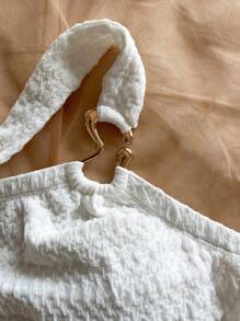 Soleia 度假镂空单肩无袖迷你连衣裙 - 白色 - 查看 7