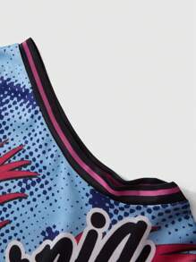 ROMWE MEN Casual 2 piezas Conjunto de Camiseta de Baloncesto para Hombre, Apropiado para Uso Diario, Primavera/Verano - Multicolor - Ver 5