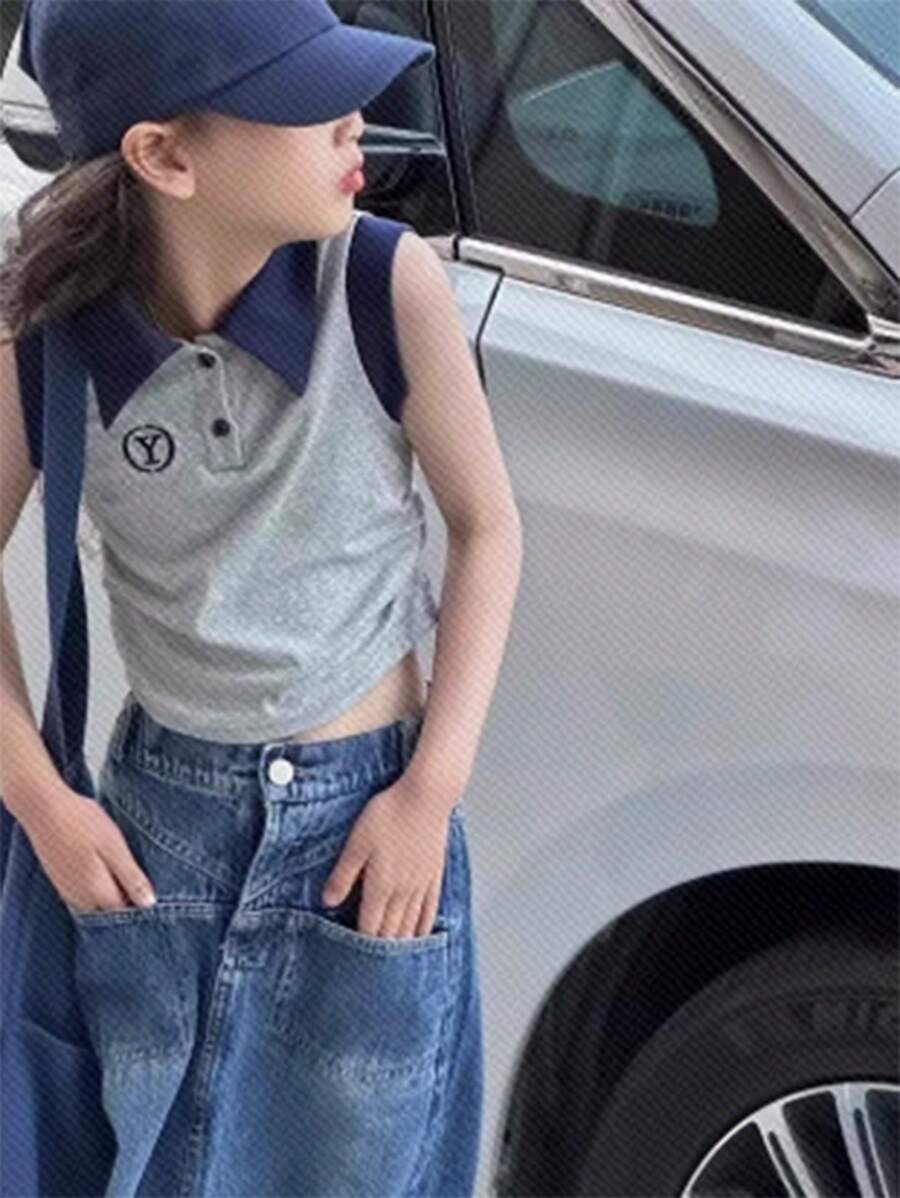 DAZY 秋季女童无袖上衣，返校服装 - 灰色 - 查看 1