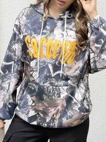 INAWLY Sudadera con capucha de manga larga con estampado de letras y ramas, hombros caídos y cordón ajustable para mujer, otoño