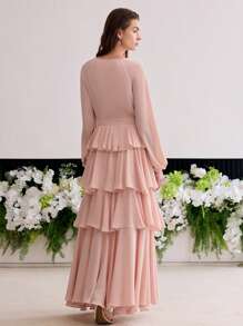 MOTF Soiréza Vestido de nudo con volantes y capas - Rosa Pálido - Ver 5